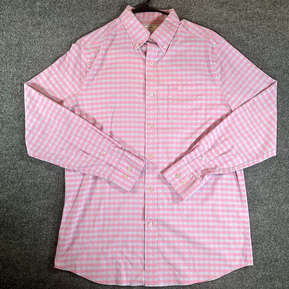 Southern Tide Intercoastal Men’s M Pink Plaid Performance Long Sleeve Shirt